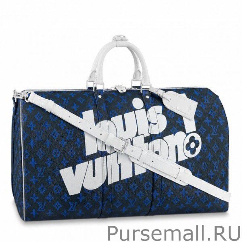 Keepall Bandouliere 55 Blue Monogram M45874