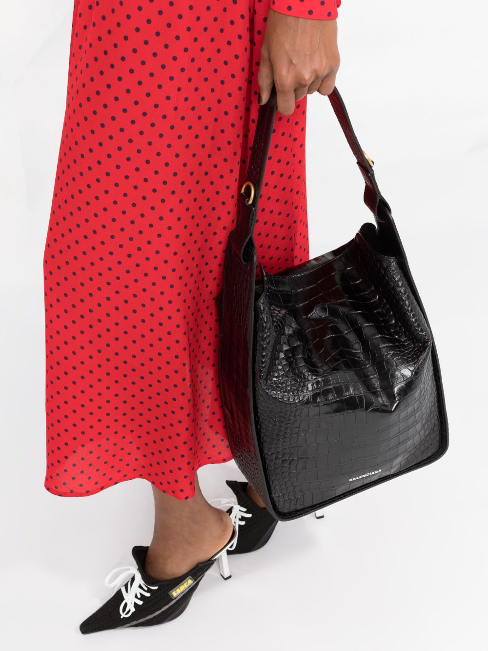 Ba*len*cia*ga xx flap crocodile embossed leather shoulder bag