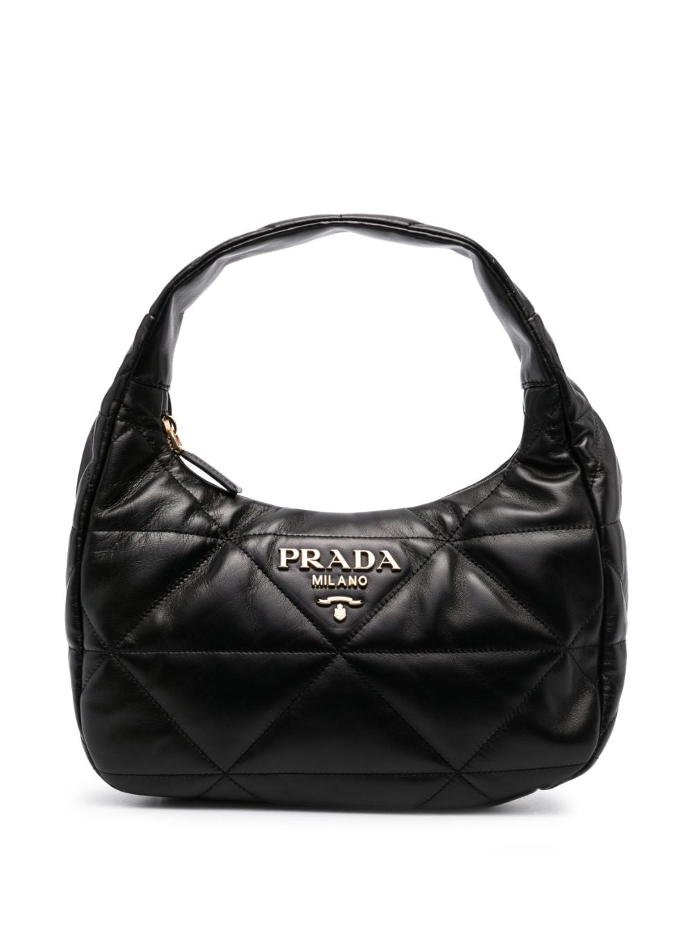 Pra*a logo-plaque quilted shoulder bag
