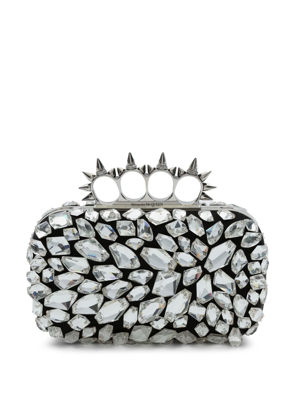 Alexander McQueen crystal-embellishment four-ring clutch bag