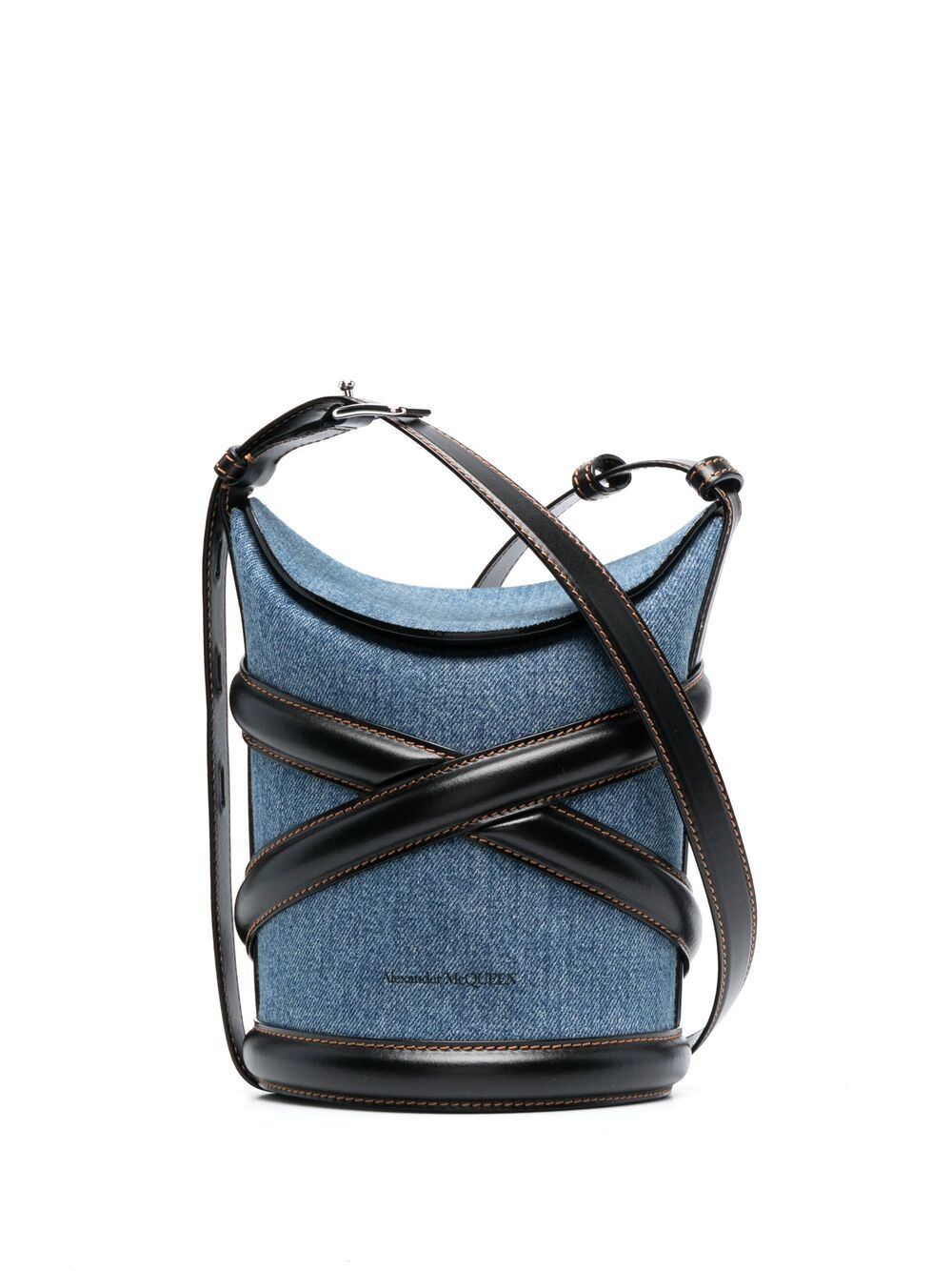 Alexander McQueen The Curve denim bucket bag