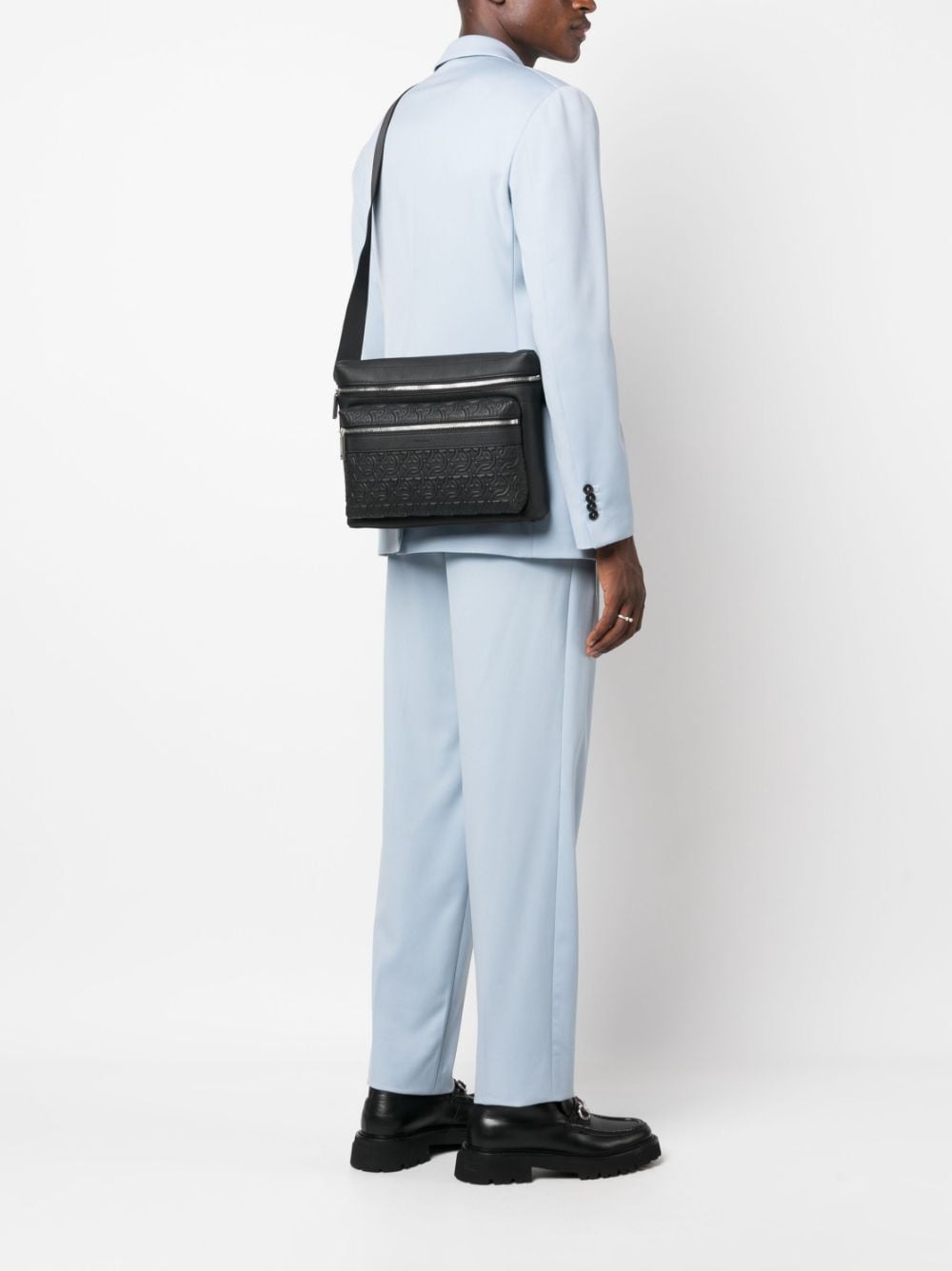 Ferragamo Gancini-pattern leather crossbody bag