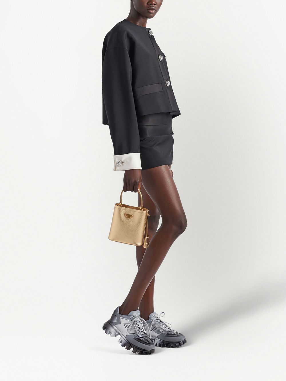 Pra*a mini panier saffiano leather tote bag