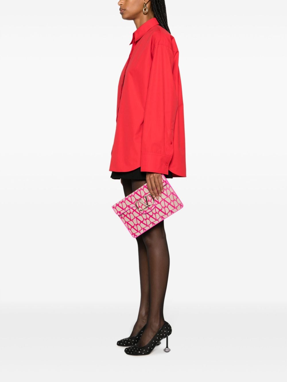 Valentino Garavani Locò Toile Iconographe clutch