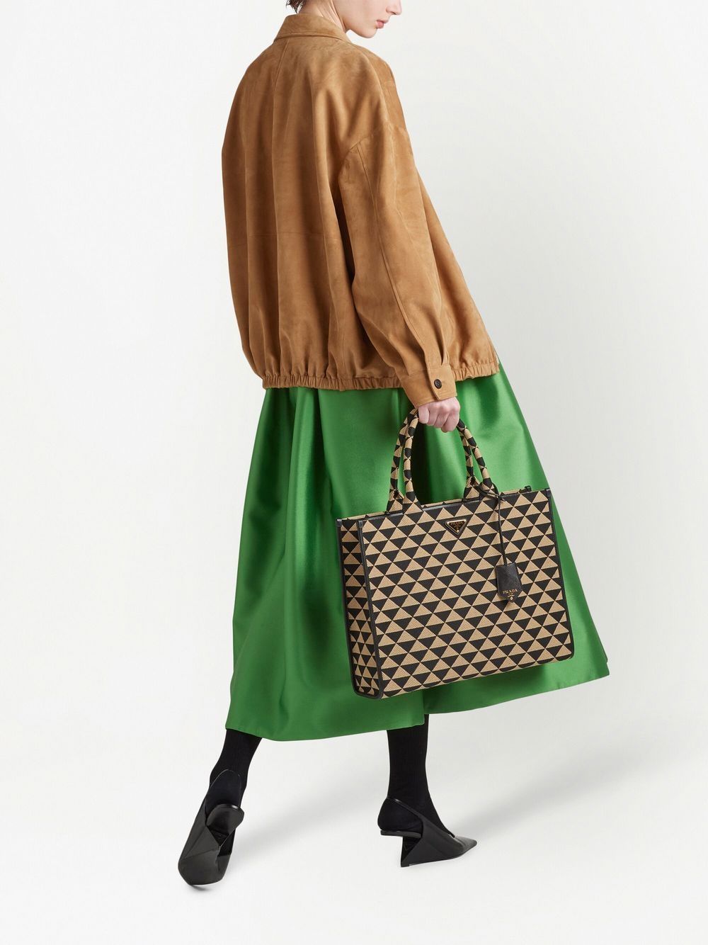 Pra*a large symbole embroidered tote bag