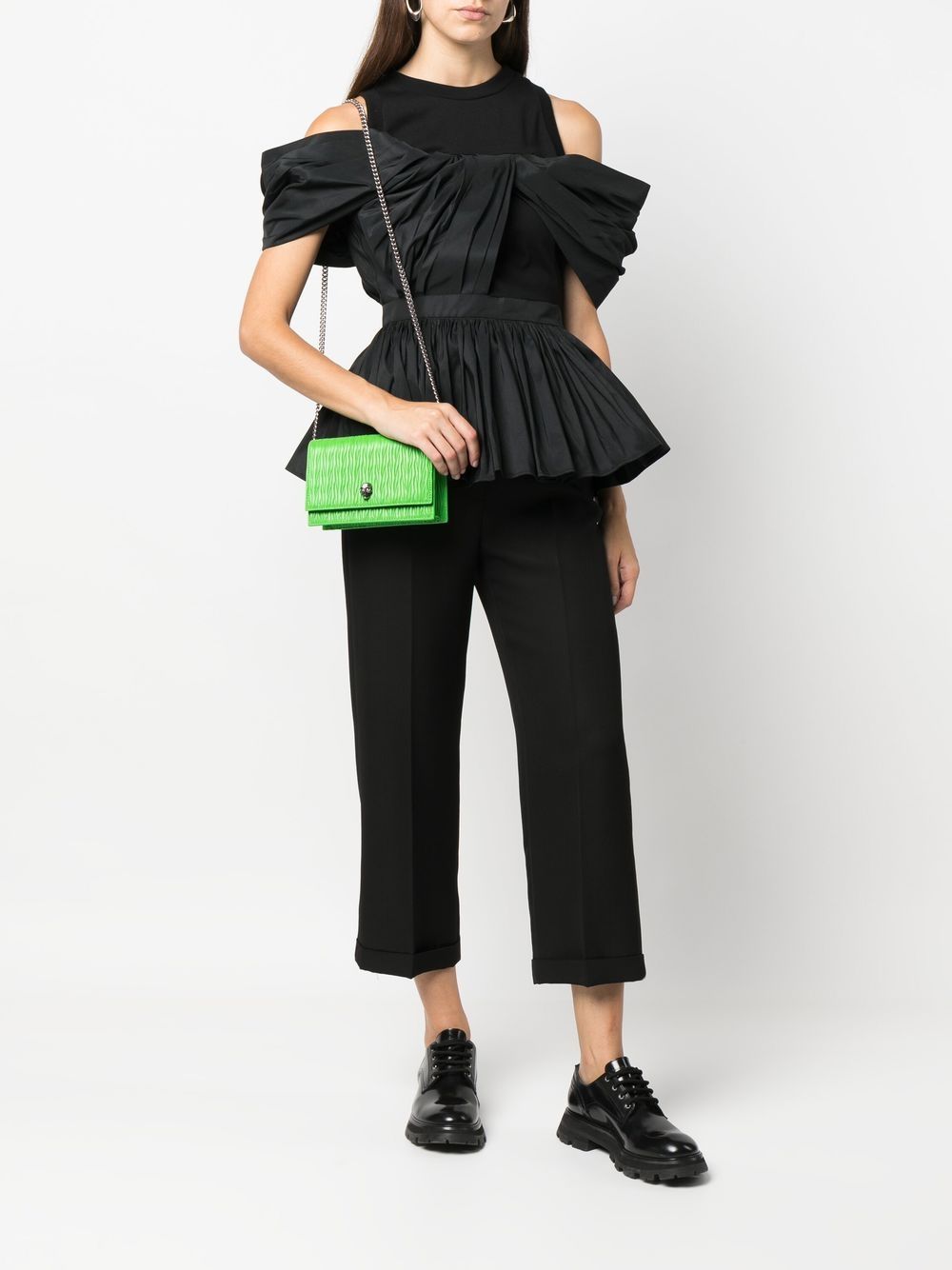 Alexander McQueen skull-stud pleated leather bag