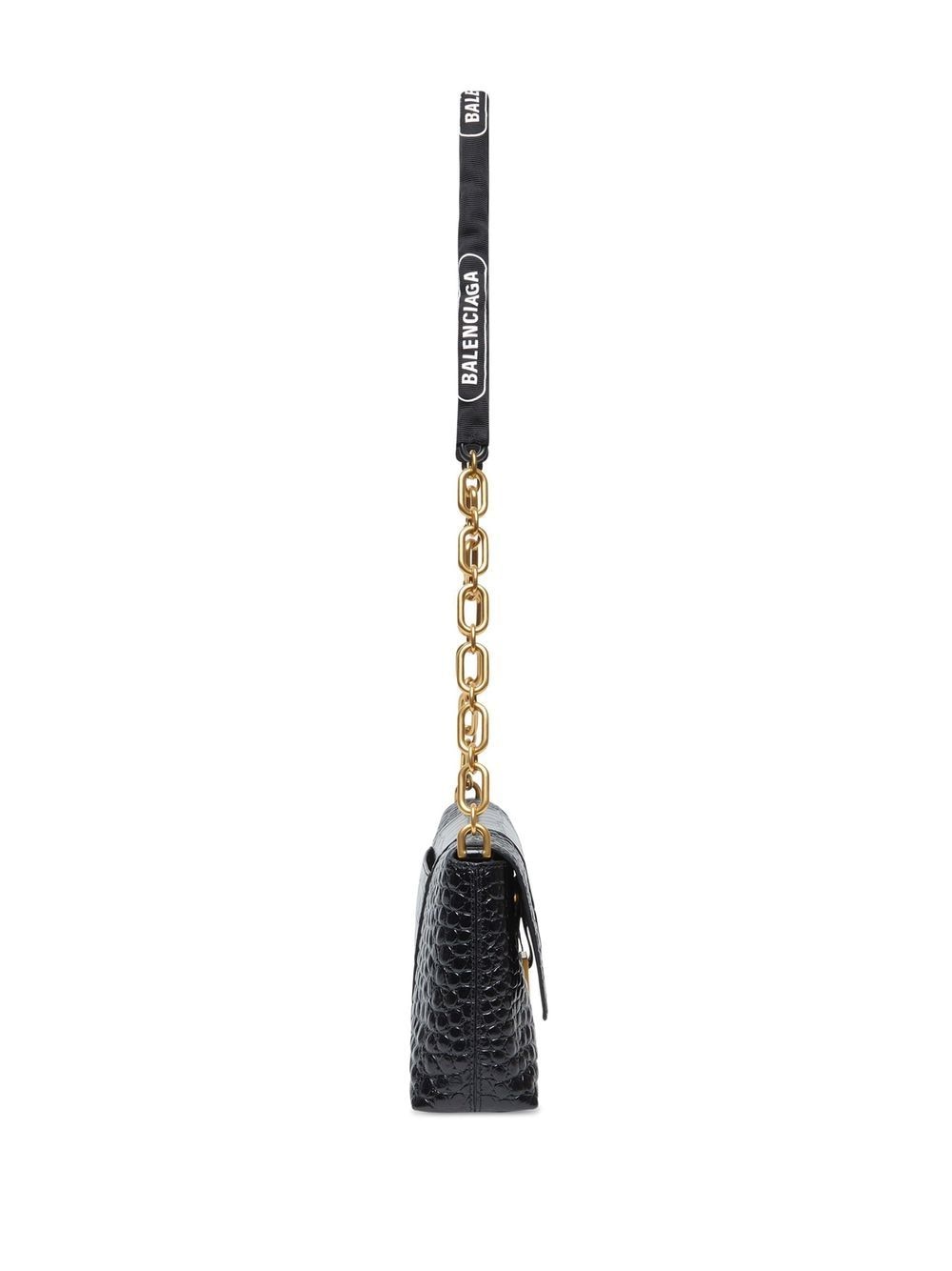 Ba*len*cia*ga downtown xs crocodile-embossed shoulder bag