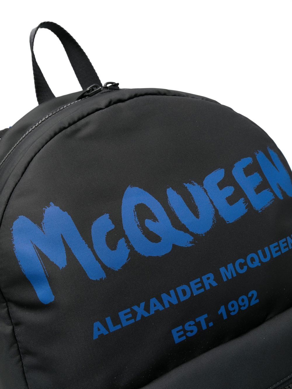 Alexander McQueen logo-print two-tone backpack
