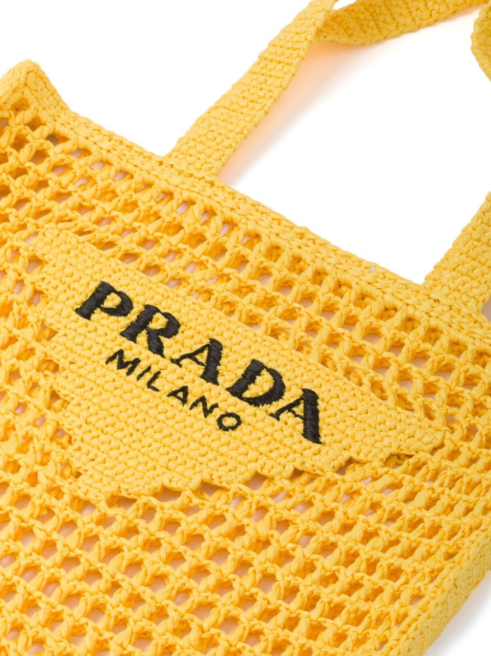 Pra*a woven-logo raffia tote bag
