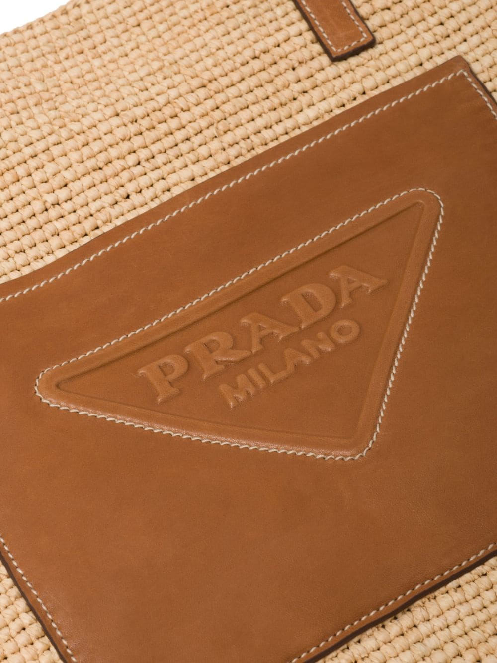 Pra*a triangle-logo raffia tote bag