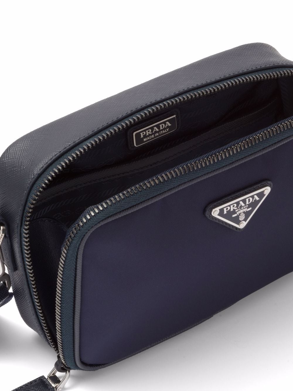 Pra*a triangle-logo brique messenger bag