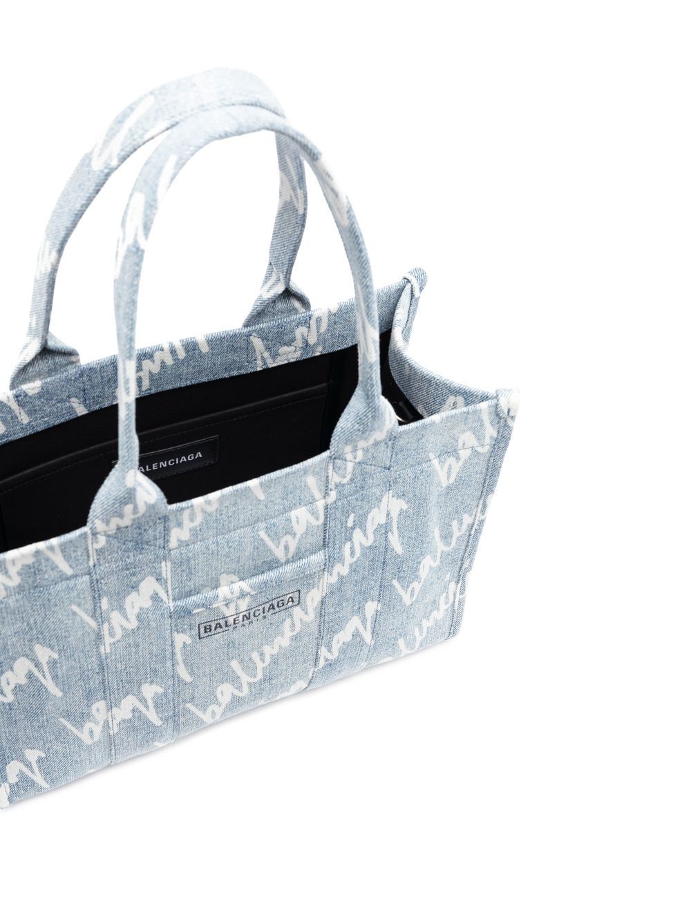 Ba*len*cia*ga hardware logo-print denim tote bag