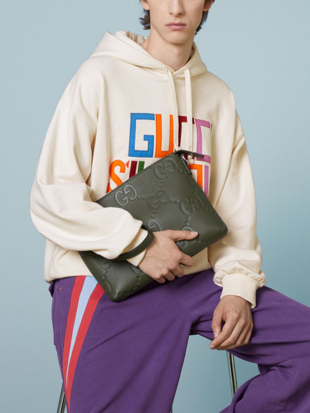 G*u*i jumbo gg leather messenger bag