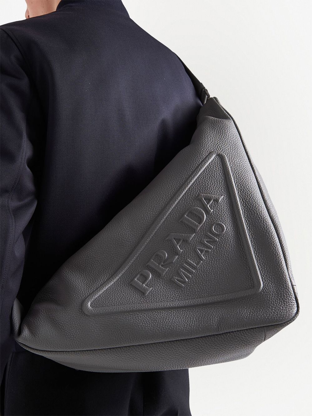 Pra*a triangle leather messenger bag